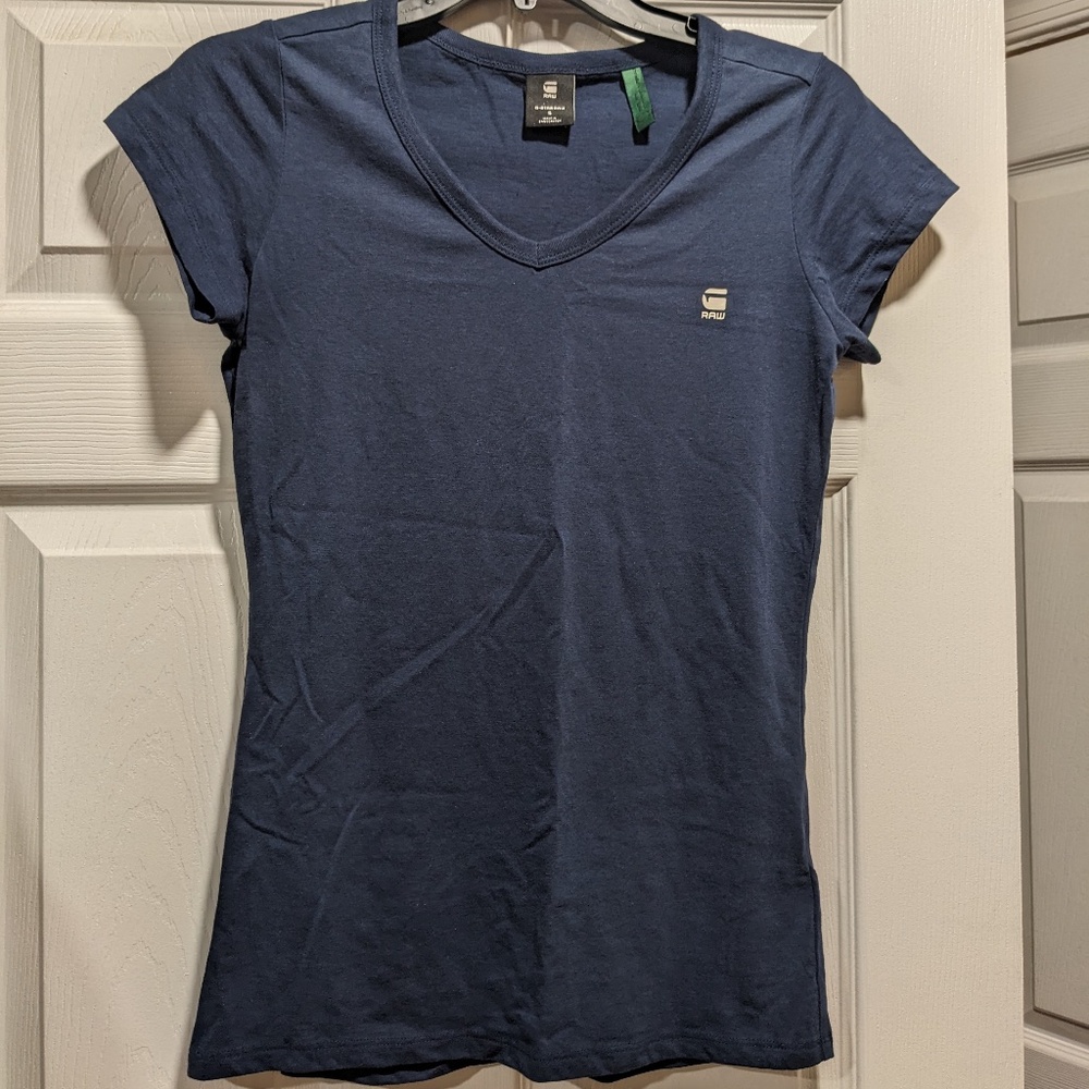 G-Star Raw Navy Blue Cotton Tee women's size small